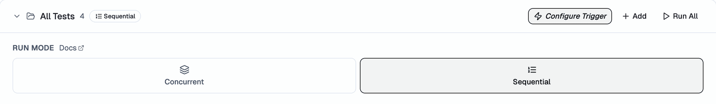 Run Mode configuration